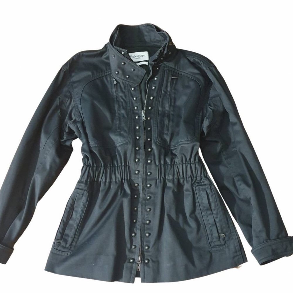 Vintage Yves Saint Laurent Rive Gauche Military Utility Cotton Jacket Rare
